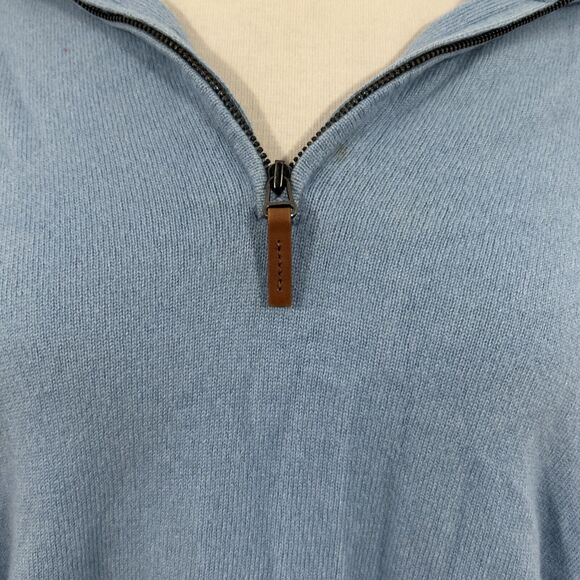 John W Nordstrom Sweater Mens Large Blue Cashmere Quarter Zip Pullover - Picture 2 of 10